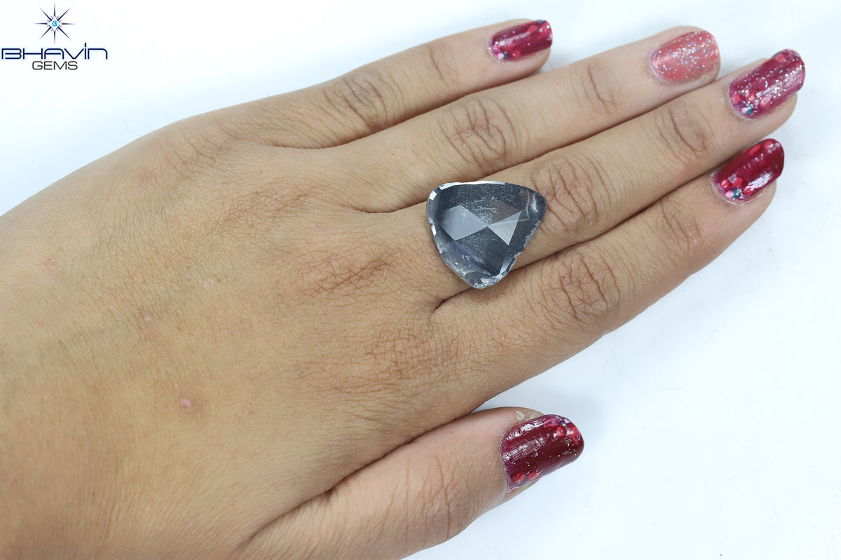8.58 CT Natural Pear Slice Diamond Gray Color Clarity I3 (22.00 MM)