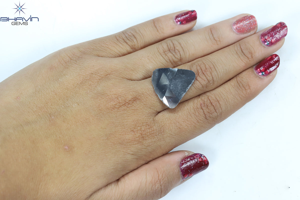 6.75 CT Natural Pear Slice Diamond Gray Color Clarity I3 (21.00 MM)