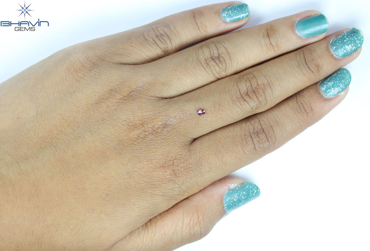 0.09 CT Oval Natural Diamond Enhanced Vivid Pink Color Clarity VS1 (3.04 MM)