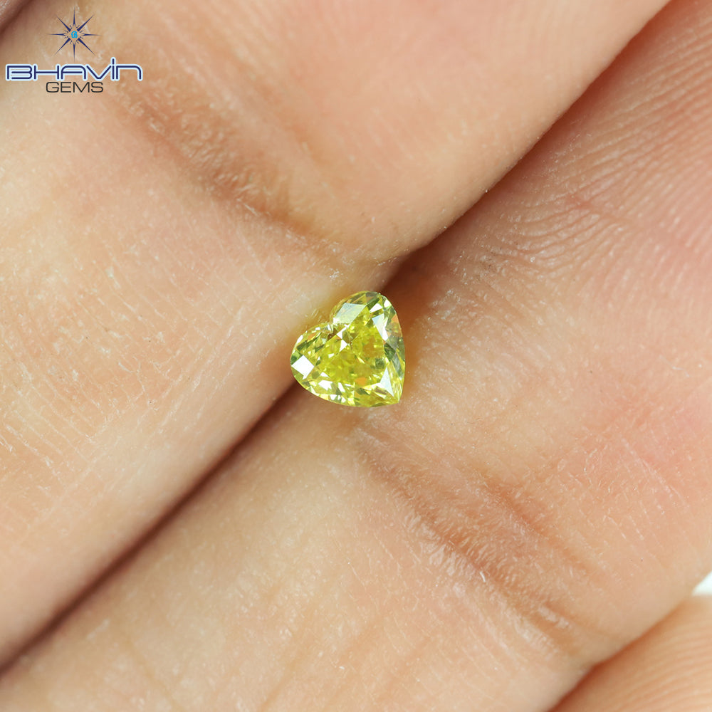0.22 CT Heart  Diamond,  Vivid Yellow  Color, Clarity SI2