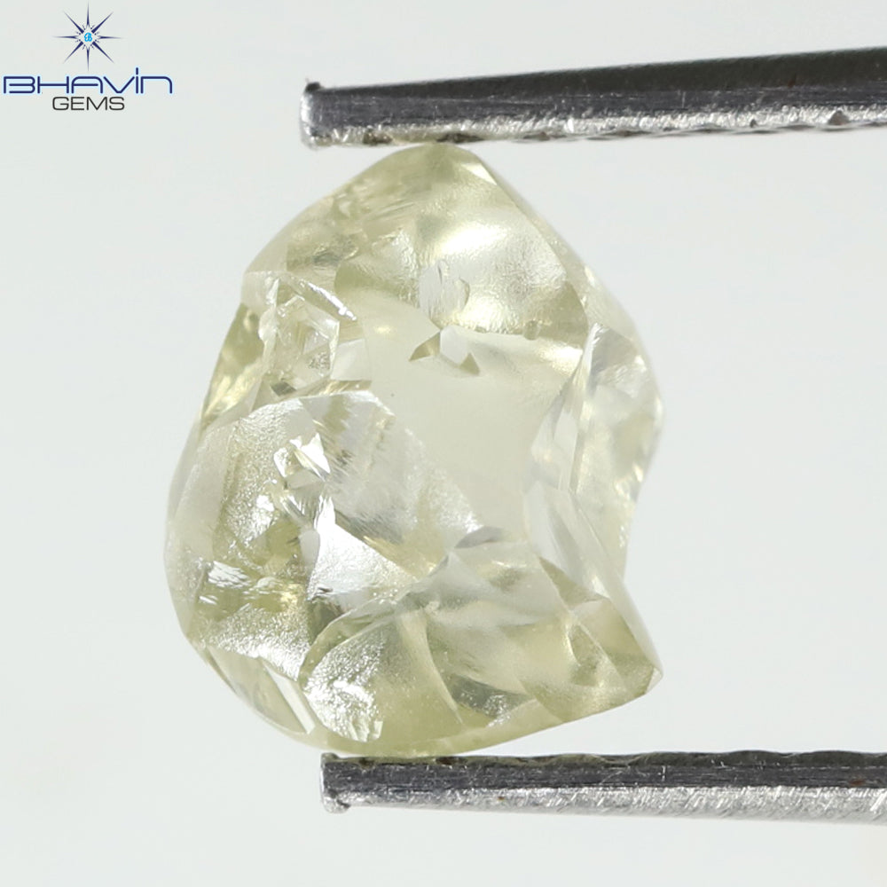0.98 CT、天然ダイヤモンド ラフ ライト イエロー カラー、VS1 クラリティ、(6.53 MM)