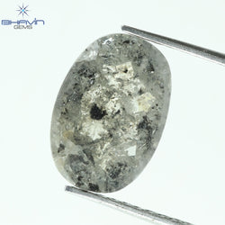 2.53 CT, 0val Shape Natural Loose Diamond, Black Gray (Salt And Pepper)Color, Clarity I3 (11.76 MM)
