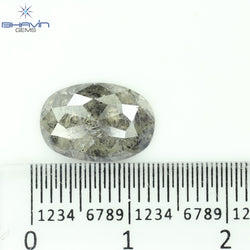 2.53 CT、0val シェイプ ナチュラル ルース ダイヤモンド、ブラック グレー (ソルト アンド ペッパー)カラー、クラリティ I3 (11.76 MM)