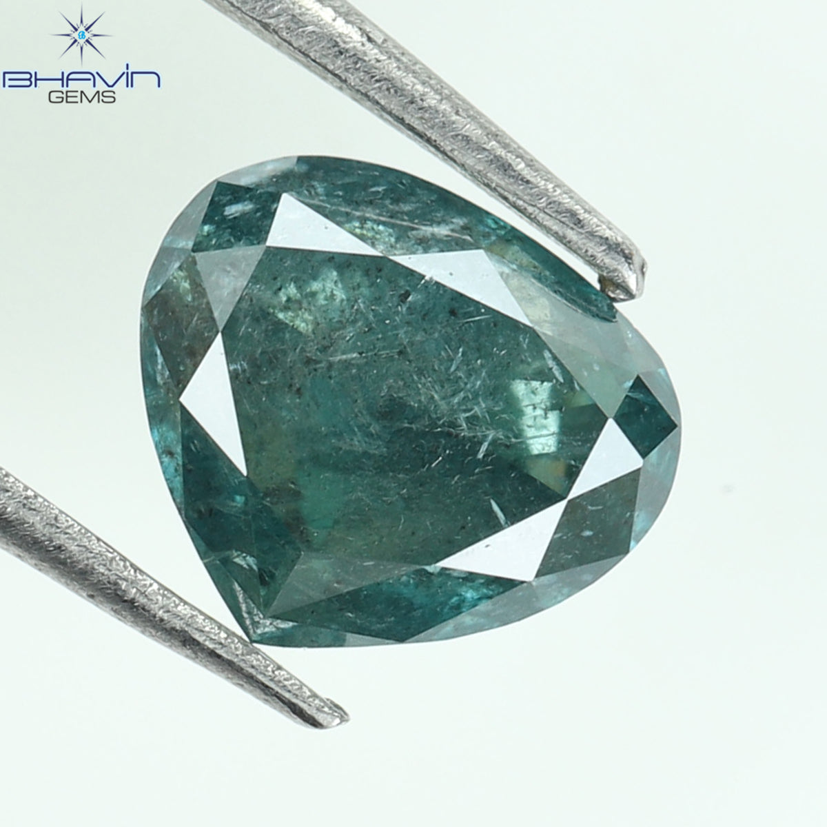 0.57 CT Heart Natural Diamond Enhanced Greenish Blue Color Clarity I3 (5.03 MM)