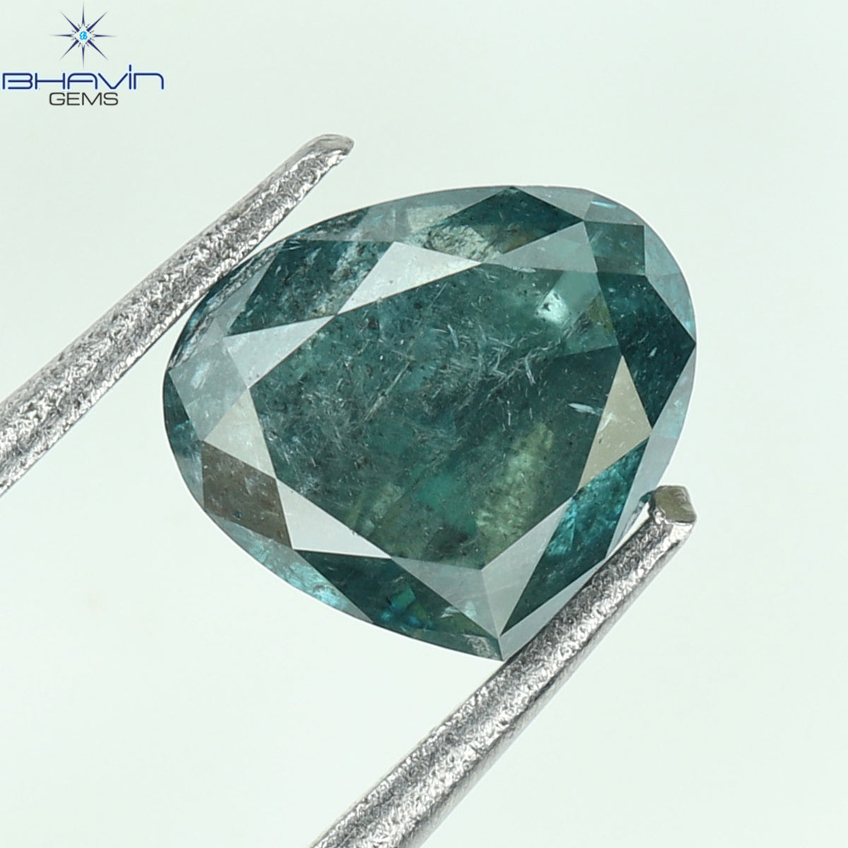 0.57 CT Heart Natural Diamond Enhanced Greenish Blue Color Clarity I3 (5.03 MM)