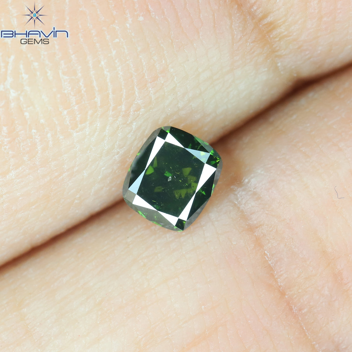 0.30CT、クッションダイヤモンド、グリーンカラー、クラリティSI2