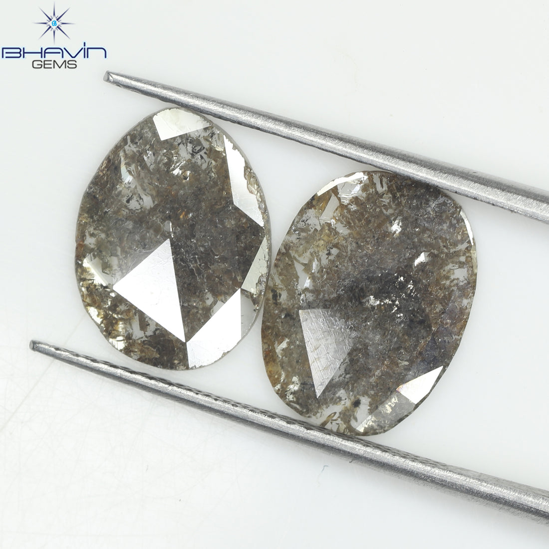 2.66 CT (2 Pcs) Slice Natural Diamond Brown Color Clarity I3 (12.13 MM)