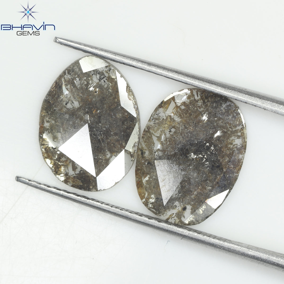 2.66 CT (2 Pcs) Slice Natural Diamond Brown Color Clarity I3 (12.13 MM)