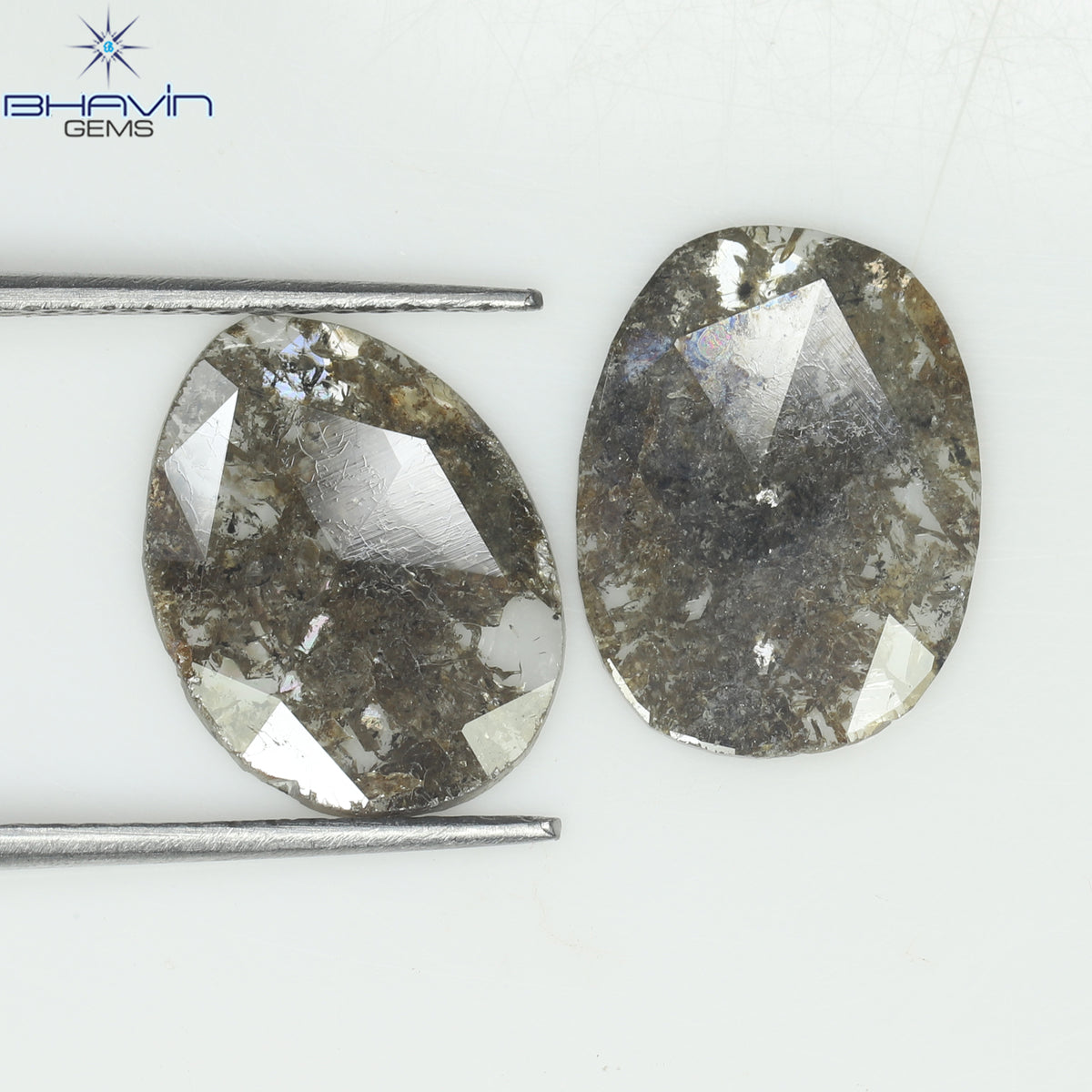 2.66 CT (2 Pcs) Slice Natural Diamond Brown Color Clarity I3 (12.13 MM)