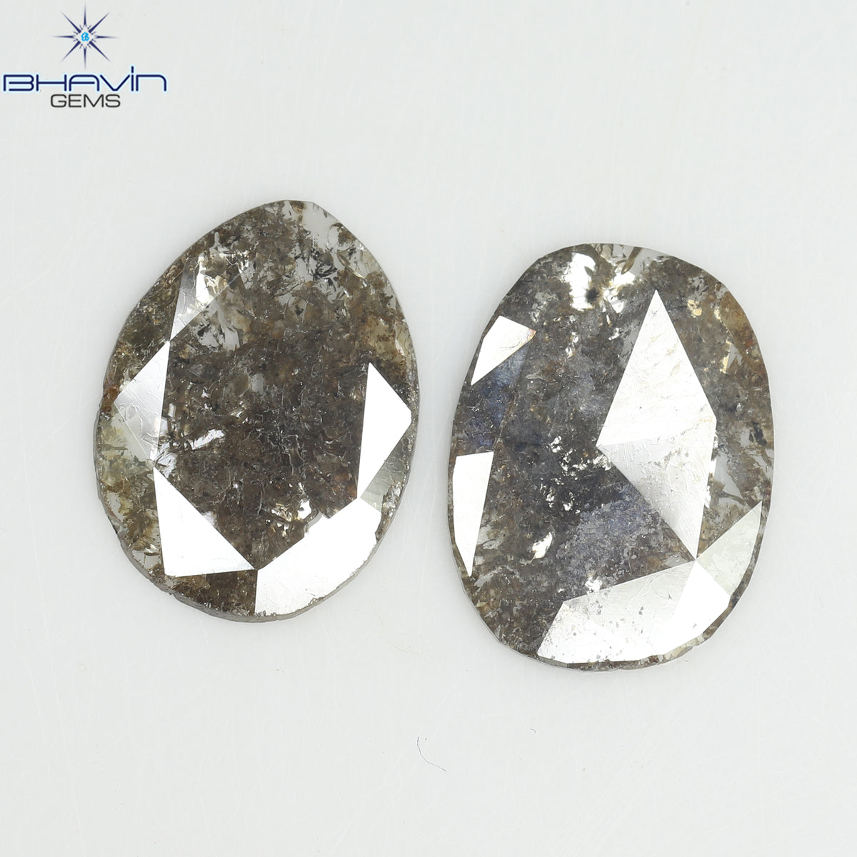 2.66 CT (2 Pcs) Slice Natural Diamond Brown Color Clarity I3 (12.13 MM)