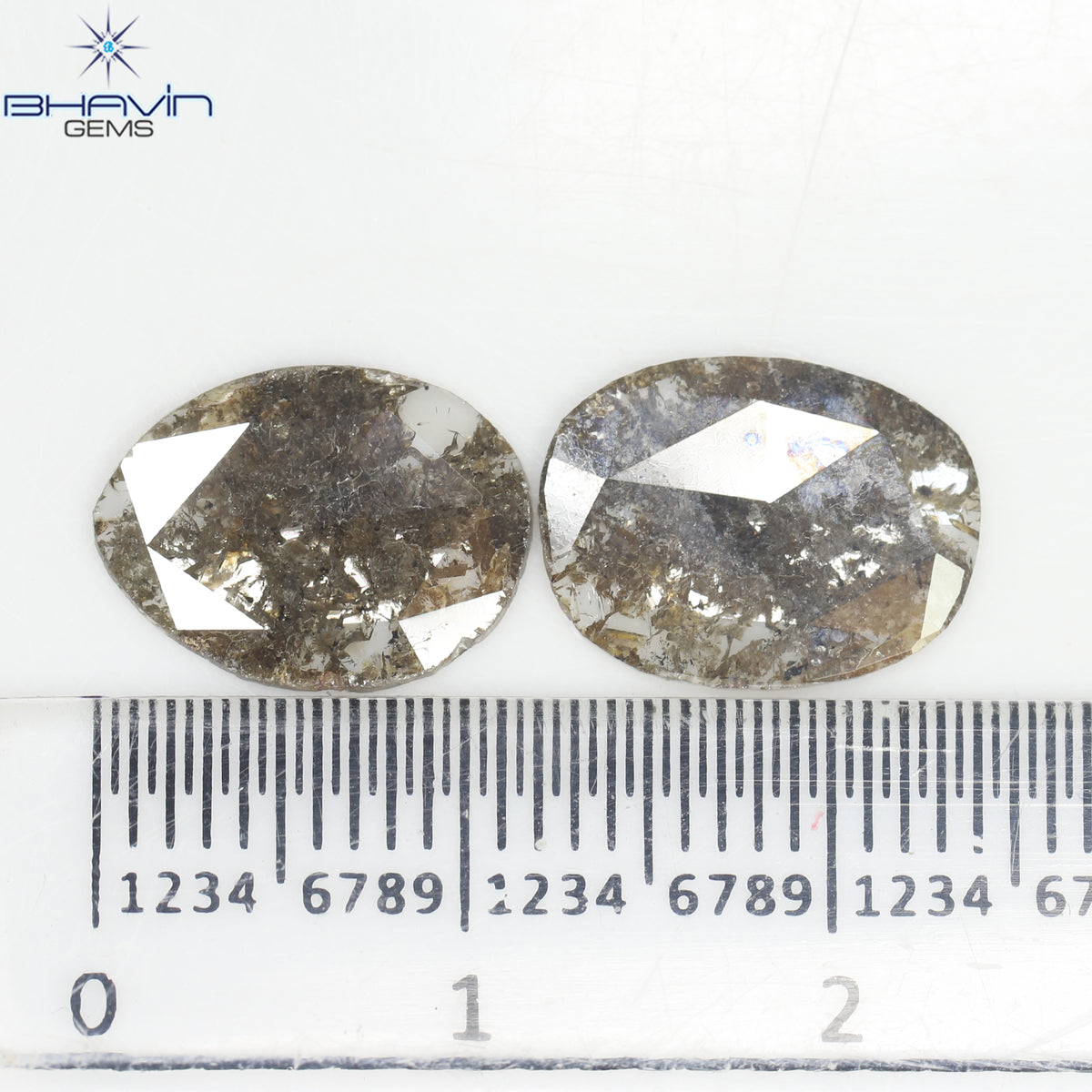 2.66 CT (2 Pcs) Slice Natural Diamond Brown Color Clarity I3 (12.13 MM)