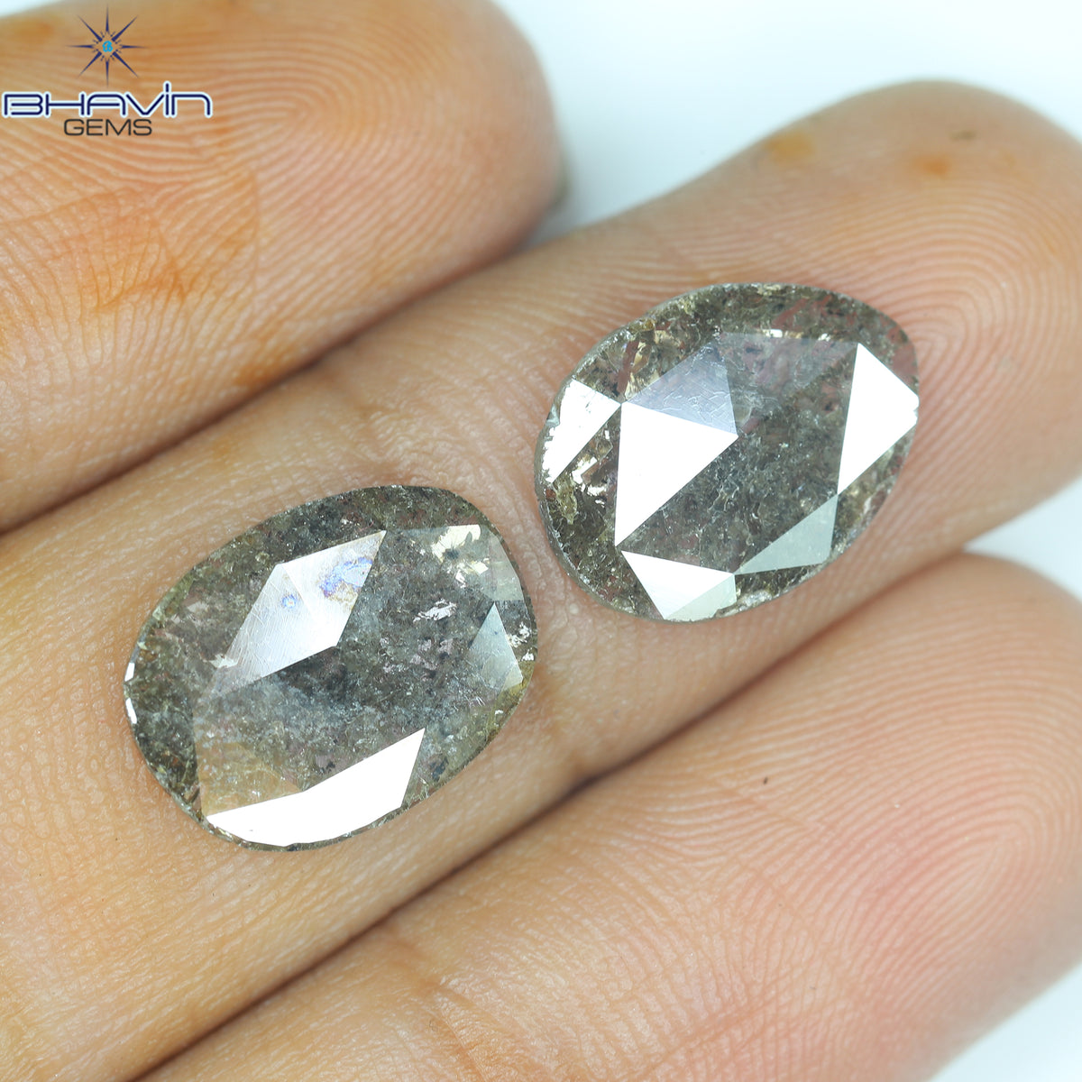2.66 CT (2 Pcs) Slice Natural Diamond Brown Color Clarity I3 (12.13 MM)