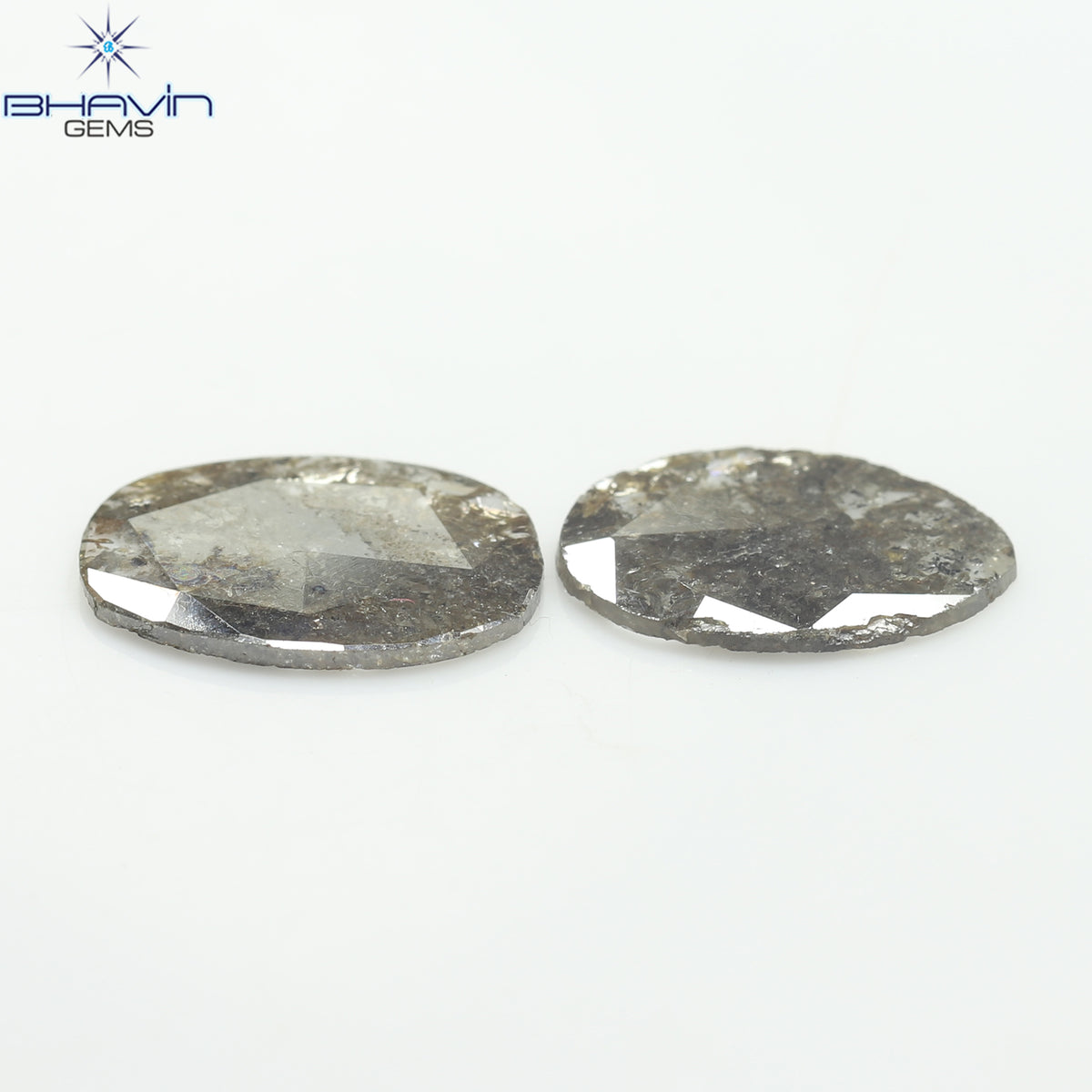2.66 CT (2 Pcs) Slice Natural Diamond Brown Color Clarity I3 (12.13 MM)