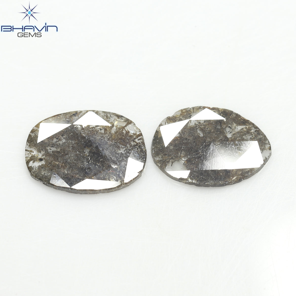 2.66 CT (2 Pcs) Slice Natural Diamond Brown Color Clarity I3 (12.13 MM)
