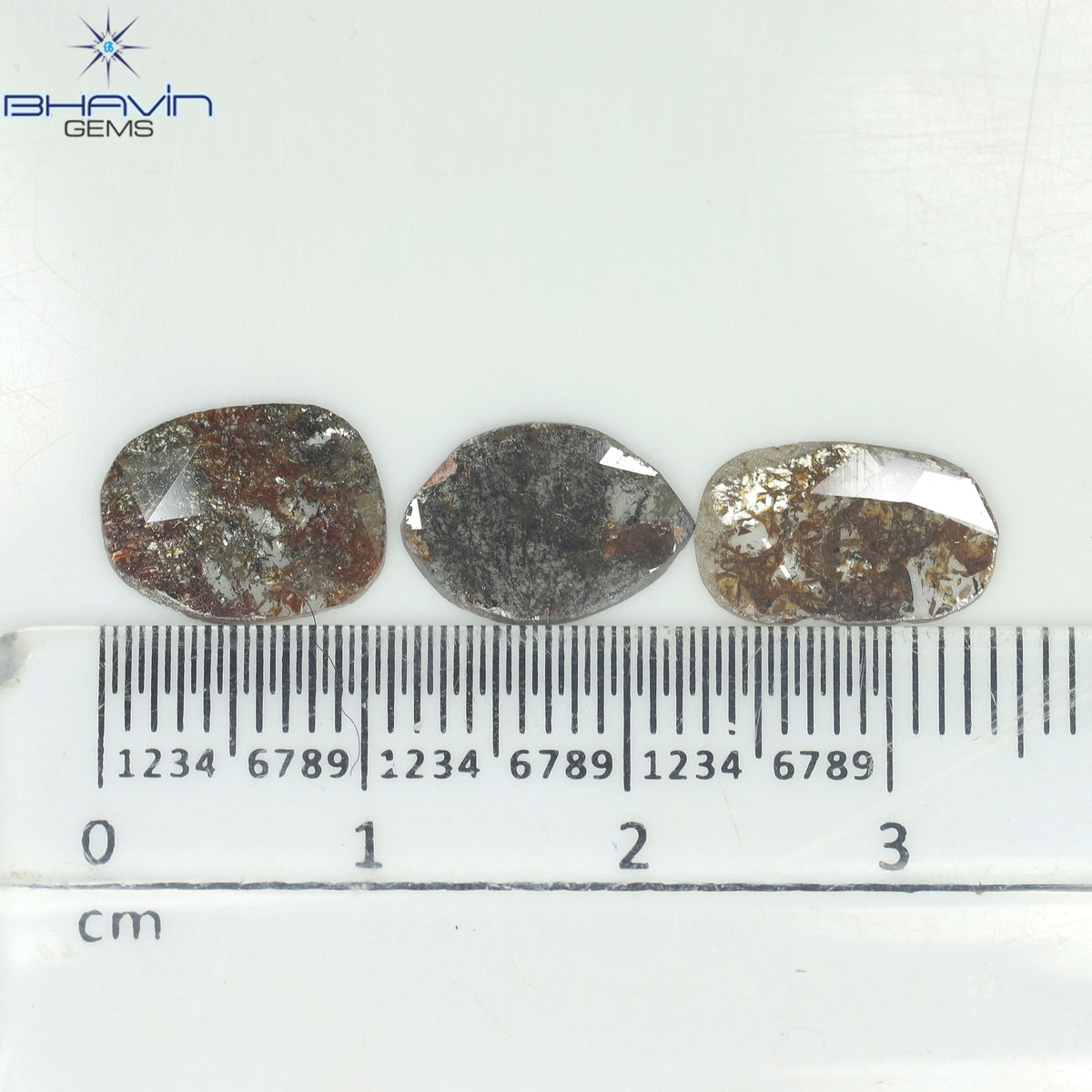 3.26 CT (3 Pcs) Mix Slice Natural Diamond Brown Color Clarity I3 (11.57 MM)