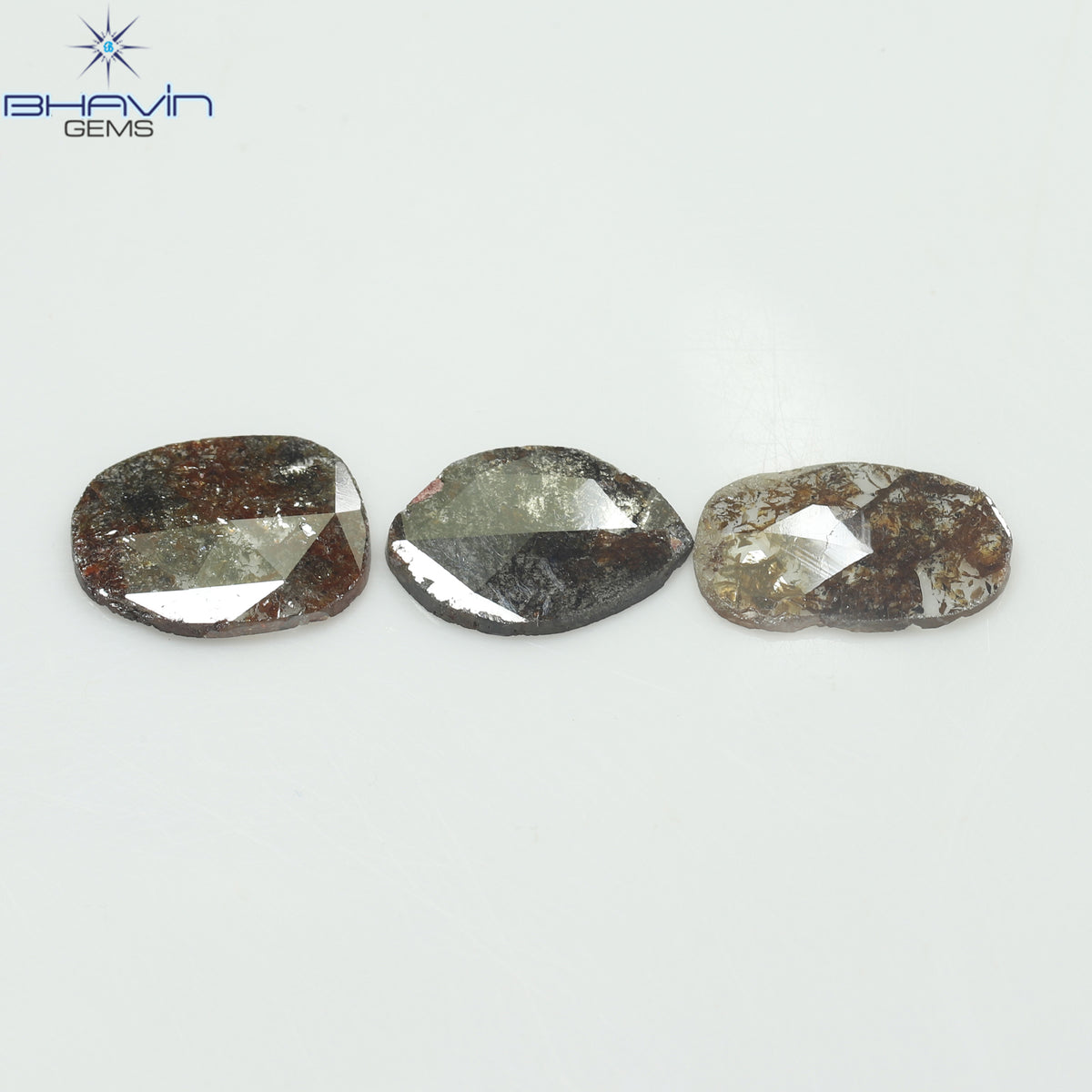 3.26 CT (3 Pcs) Mix Slice Natural Diamond Brown Color Clarity I3 (11.57 MM)