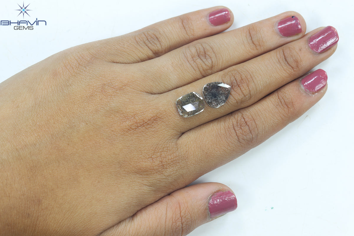 3.24 CT (2 Pcs) Slice Natural Diamond Brown Color Clarity I3 (12.23 MM)