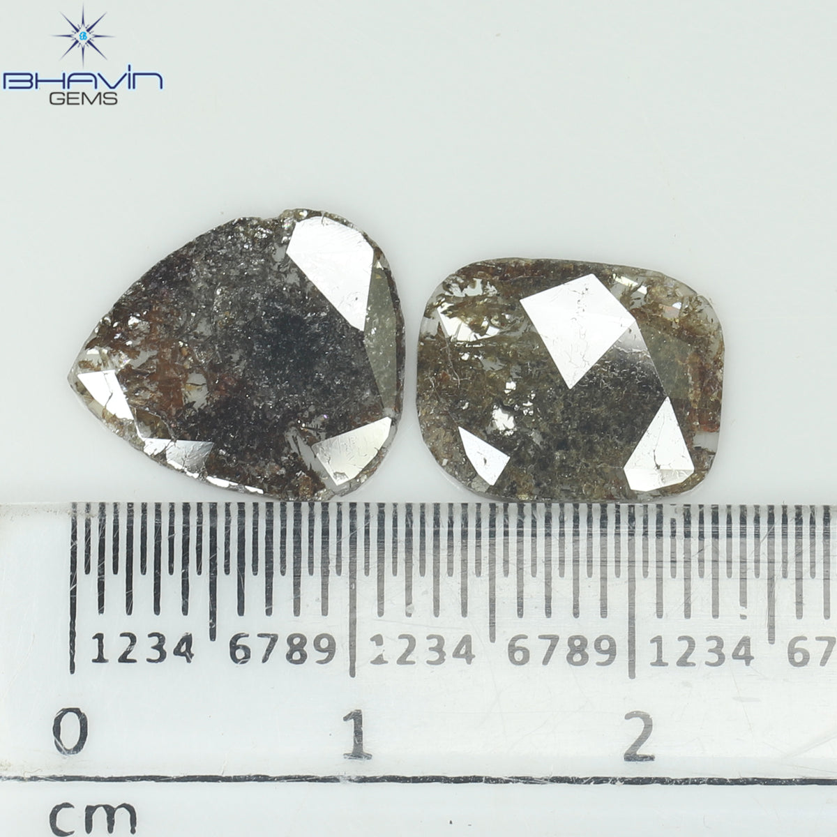 3.24 CT (2 Pcs) Slice Natural Diamond Brown Color Clarity I3 (12.23 MM)
