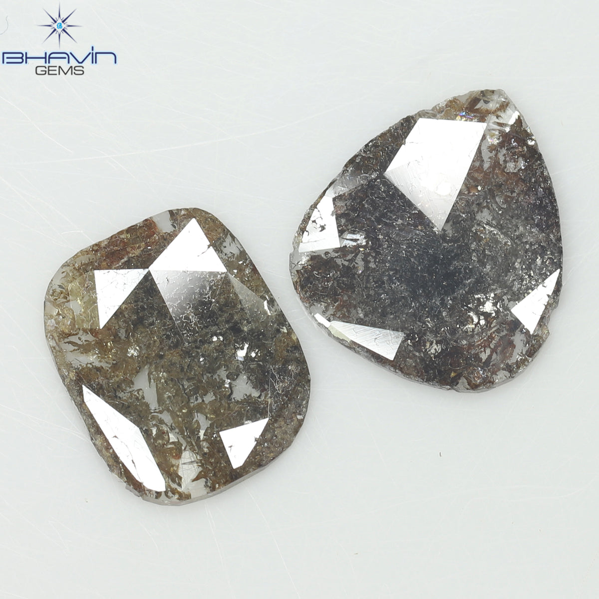 3.24 CT (2 Pcs) Slice Natural Diamond Brown Color Clarity I3 (12.23 MM)