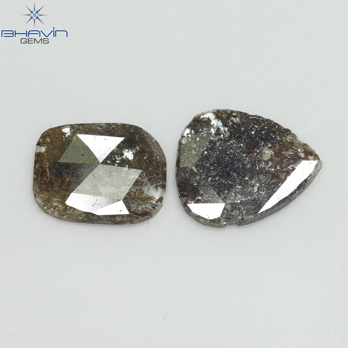 3.24 CT (2 Pcs) Slice Natural Diamond Brown Color Clarity I3 (12.23 MM)