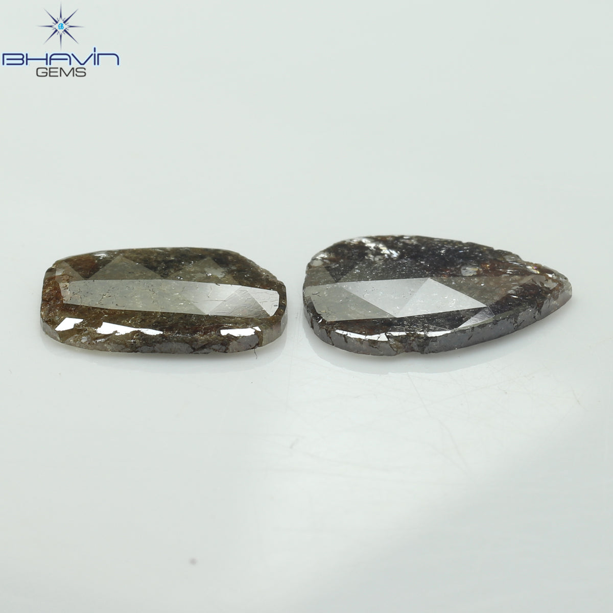 3.24 CT (2 Pcs) Slice Natural Diamond Brown Color Clarity I3 (12.23 MM)