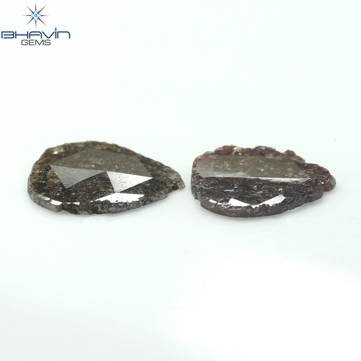 2.75 CT (2 ピース) ペアー スライス シェイプ ナチュラル ダイヤモンド ブラウン カラー I3 クラリティ (11.55 MM)