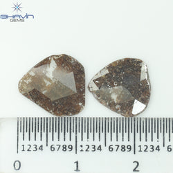 2.30 CT (2 Pcs) Pear Slice Shape Natural Diamond  Brown  Color I3 Clarity (11.60 MM)