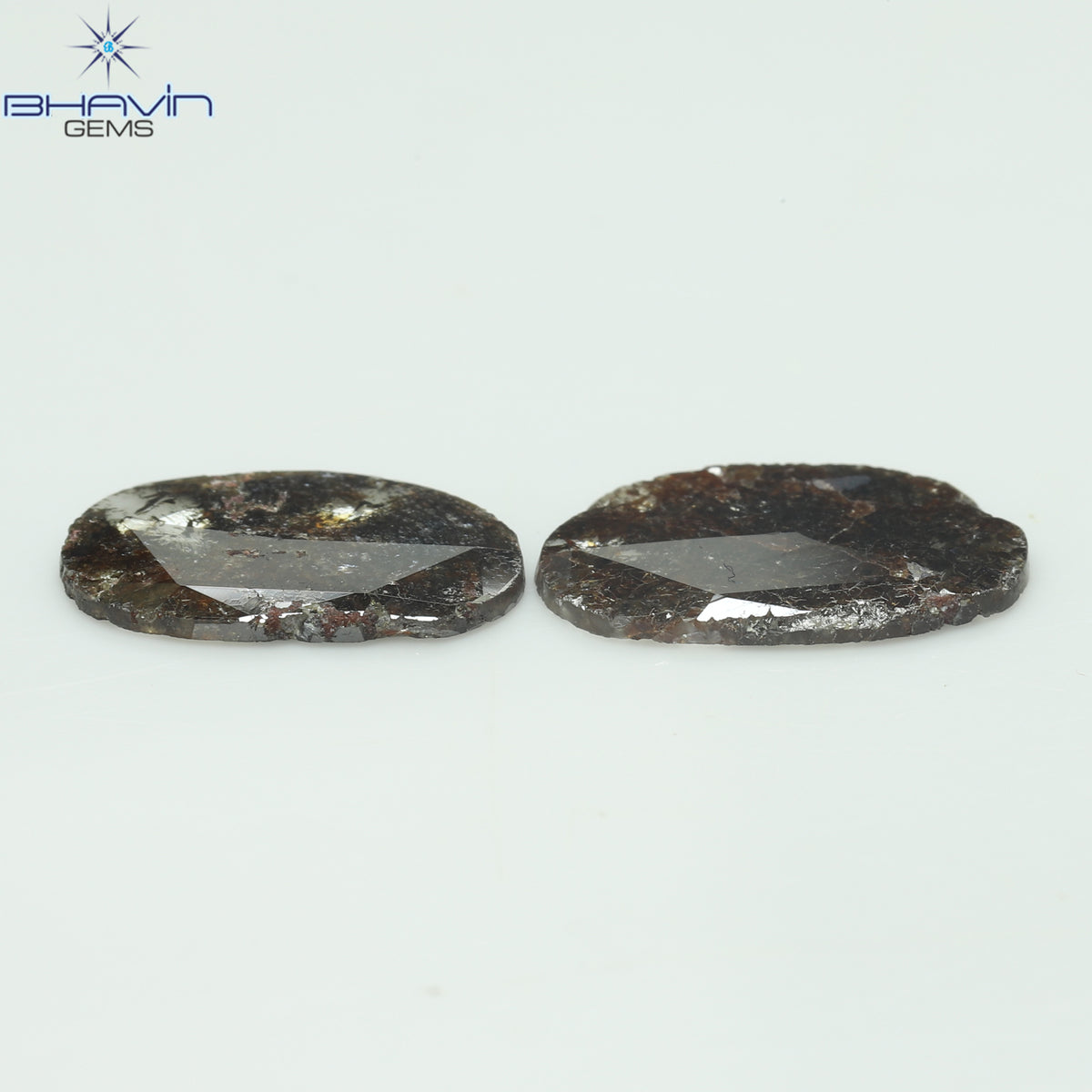 3.98 CT (2 Pcs) Oval Slice Natural Diamond Brown Color Clarity I3 (14.00 MM)