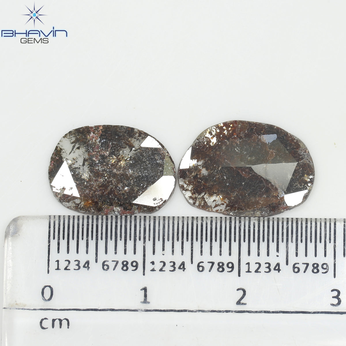 3.98 CT (2 Pcs) Oval Slice Natural Diamond Brown Color Clarity I3 (14.00 MM)