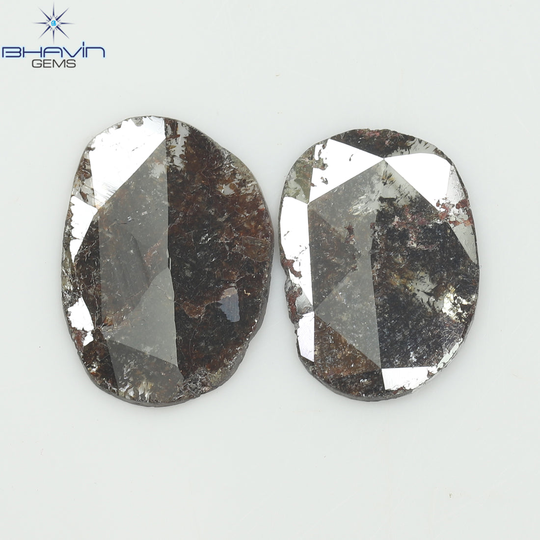 3.98 CT (2 個) オーバル スライス シェイプ ナチュラル ダイヤモンド ブラウン カラー I3 クラリティ (14.00 MM)