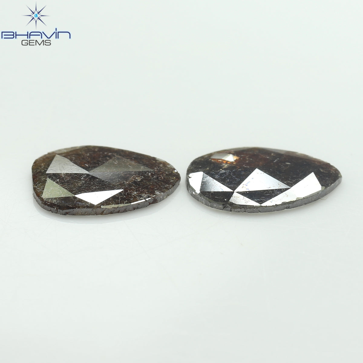 2.45 CT (2 Pcs) Pear Slice Natural Diamond Brown Color Clarity I3 (11.16 MM)