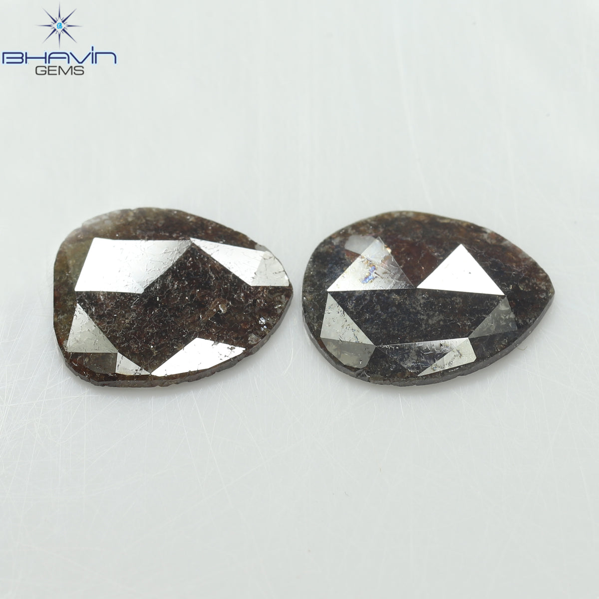 2.45 CT (2 Pcs) Pear Slice Natural Diamond Brown Color Clarity I3 (11.16 MM)