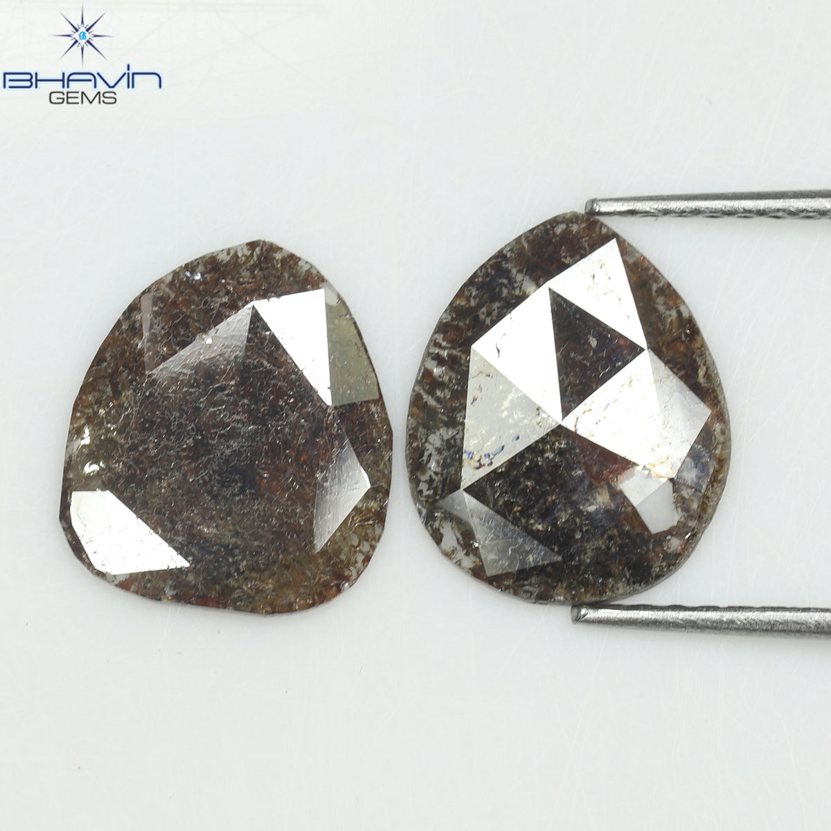 2.45 CT (2 Pcs) Pear Slice Natural Diamond Brown Color Clarity I3 (11.16 MM)