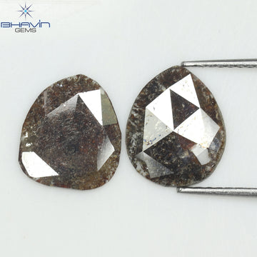 2.45 CT (2 Pcs) Pear Slice Natural Diamond Brown Color Clarity I3 (11.16 MM)