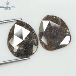 2.45 CT (2 Pcs) Pear Slice Shape Natural Diamond  Brown  Color I3 Clarity (11.16 MM)