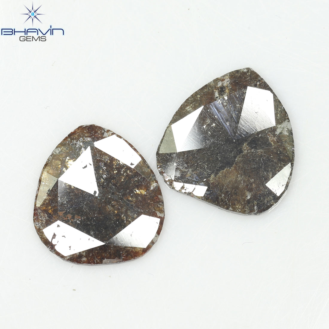 3.25 CT (2 Pcs) Pear Slice Natural Diamond Brown Color Clarity I3 (11.72 MM)