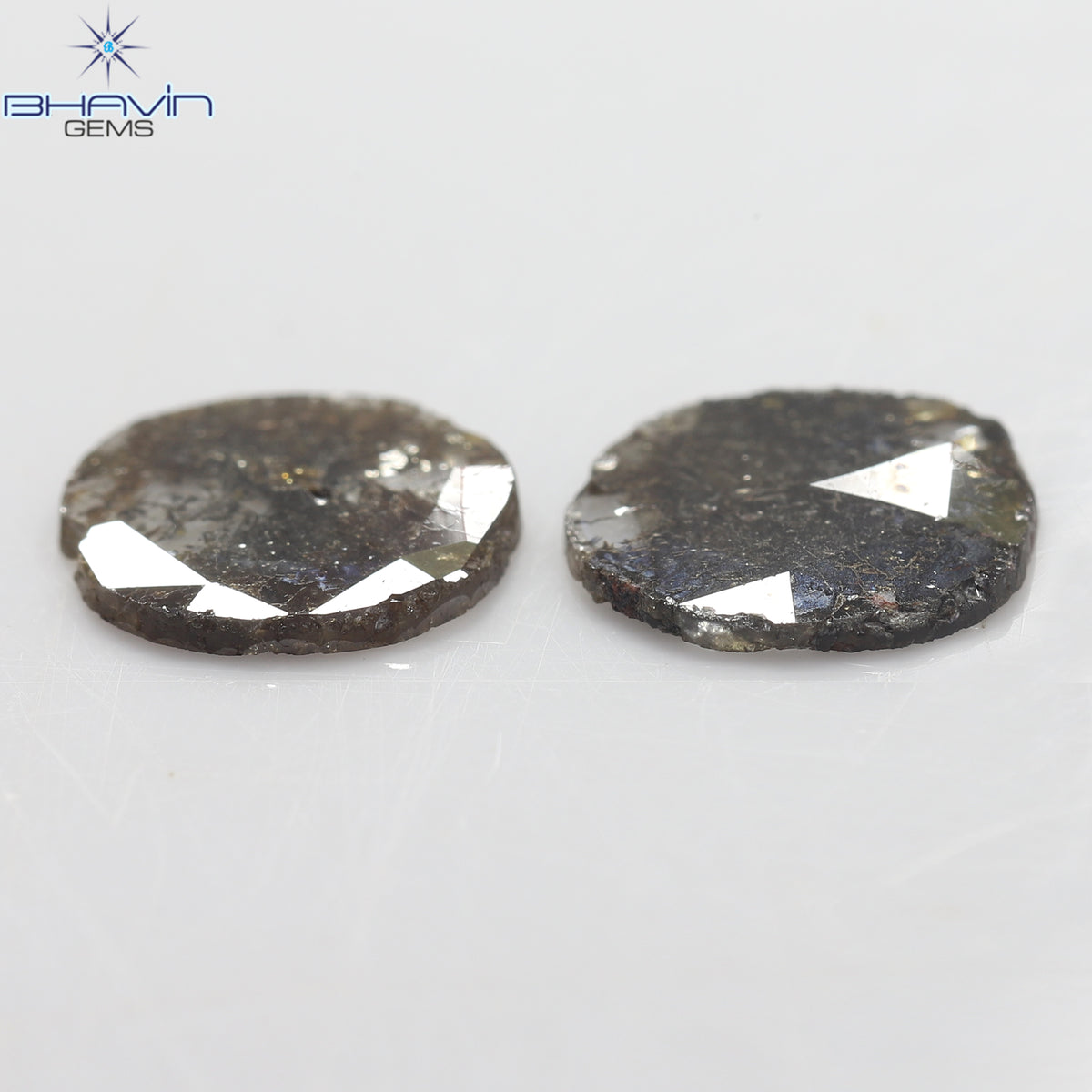 2.52 CT (2 個) ラウンド スライス シェイプ ナチュラル ダイヤモンド ブラウン カラー I3 クラリティ (9.78 MM)