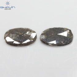 2.52 CT (2 Pcs) Round Slice Shape Natural Diamond  Brown Color I3 Clarity (9.78 MM)