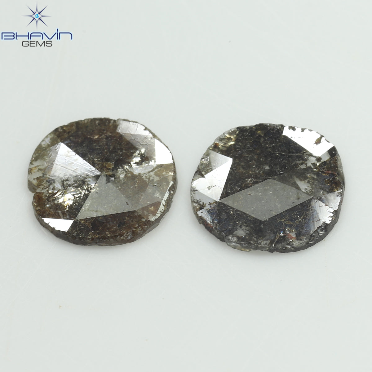 2.52 CT (2 個) ラウンド スライス シェイプ ナチュラル ダイヤモンド ブラウン カラー I3 クラリティ (9.78 MM)