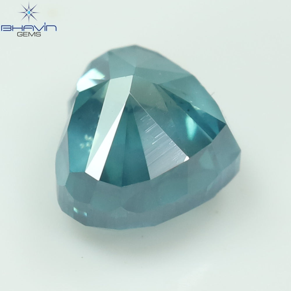 0.77 CT, Heart Diamond, Green Color, Blue Color, Clarity SI2