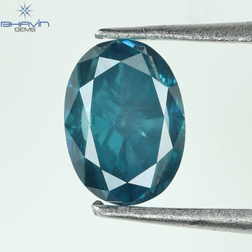 0.50 CT Oval Natural Diamond Enhanced Greenish blue Clarity VS2 (5.31 MM)