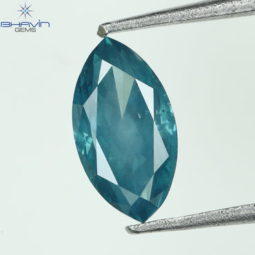 0.52 CT, Marquise Diamond, Green Color, Blue Color ,Clarity SI1