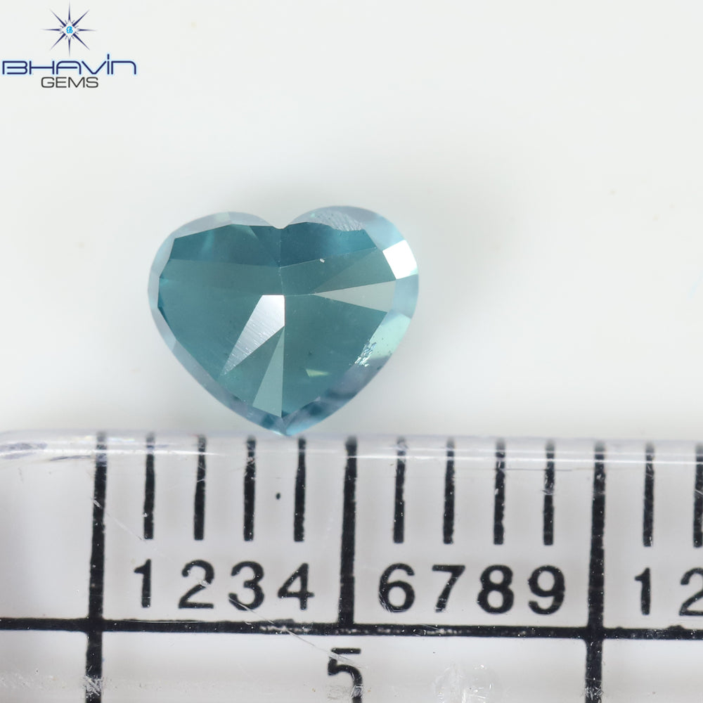 0.77 CT, Heart Diamond, Green Color, Blue Color, Clarity SI2