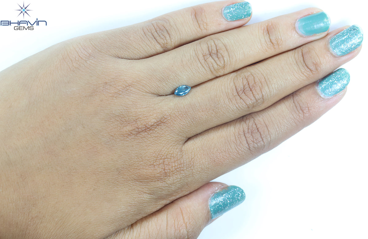 0.52ct、マーキスダイヤモンド、グリーンカラー、ブルーカラー、クラリティ SI1