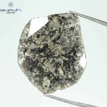 6.95 CT Slice Shape Natural Diamond Salt And Pepper Color I3 Clarity (21.77 MM)