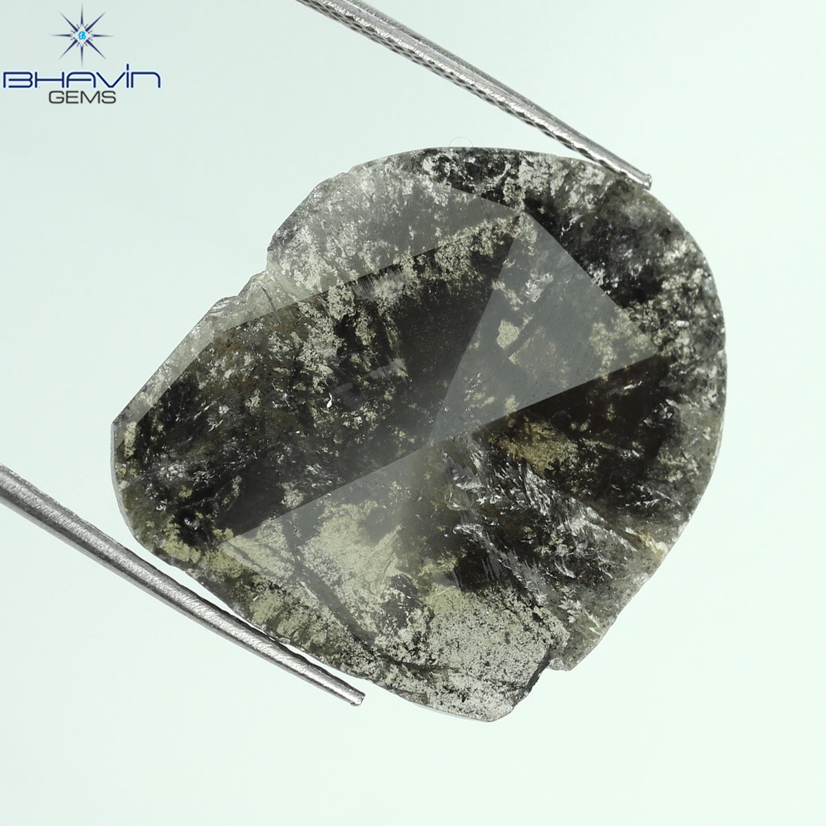 9.04 CT Natural Slice Diamond Salt And Pepper Color Clarity I3 (22.86 MM)
