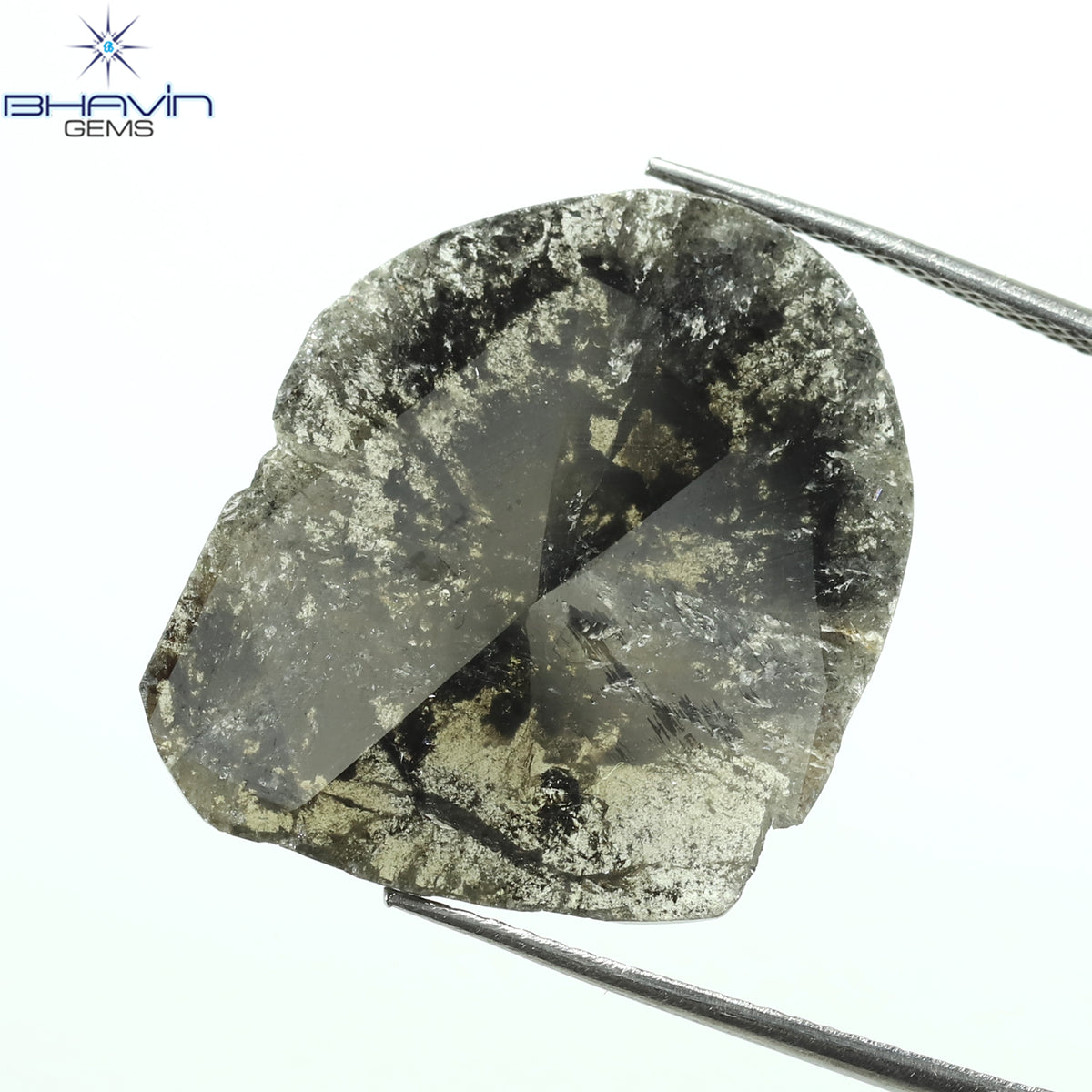9.04 CT Natural Slice Diamond Salt And Pepper Color Clarity I3 (22.86 MM)