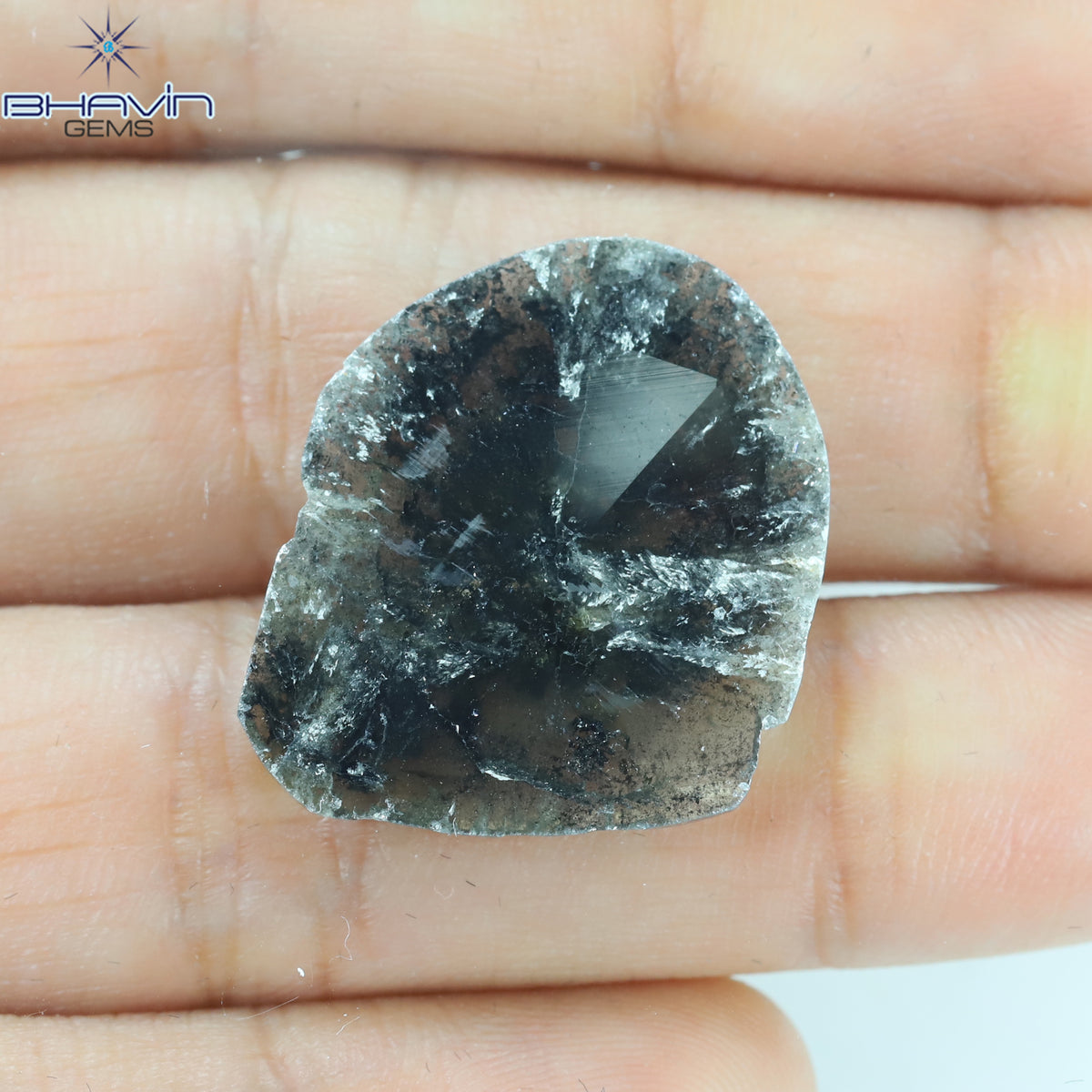 9.04 CT Natural Slice Diamond Salt And Pepper Color Clarity I3 (22.86 MM)