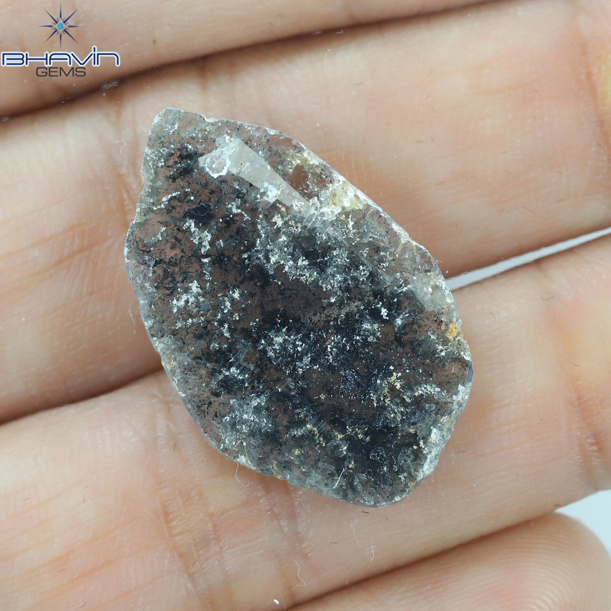 4.68 CT Natural Slice Diamond Salt And Pepper Color Clarity I3 (25.52 MM)