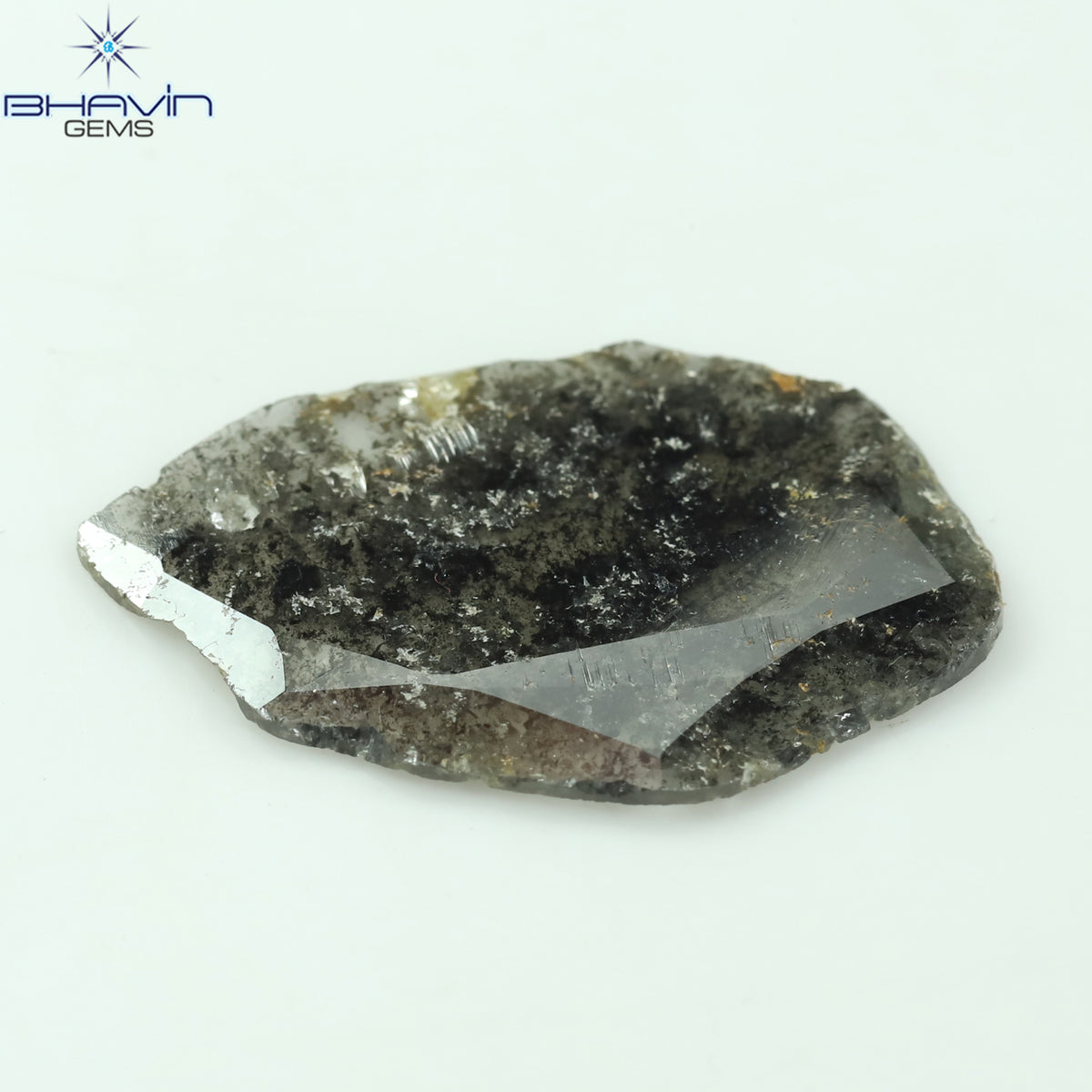 4.68 CT Natural Slice Diamond Salt And Pepper Color Clarity I3 (25.52 MM)
